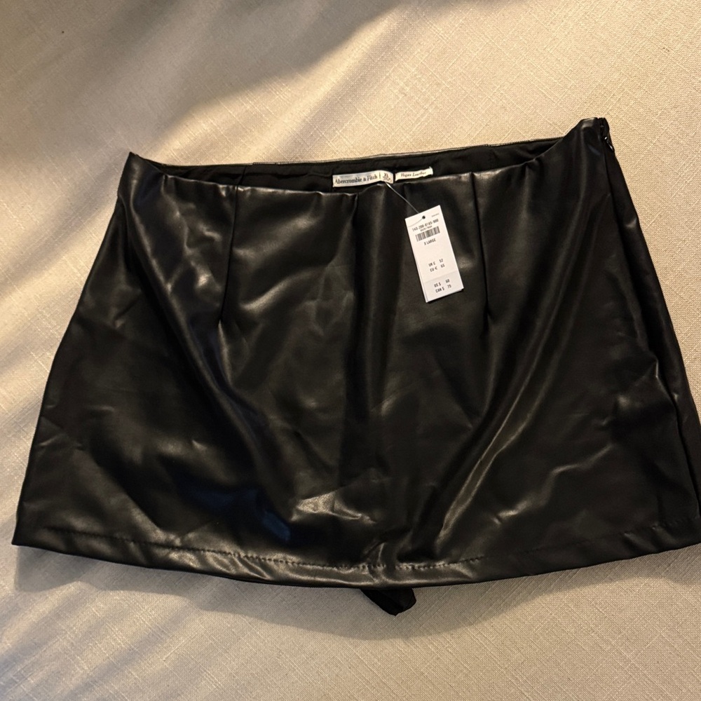 NWT A&F Black Vegan Leather Skort